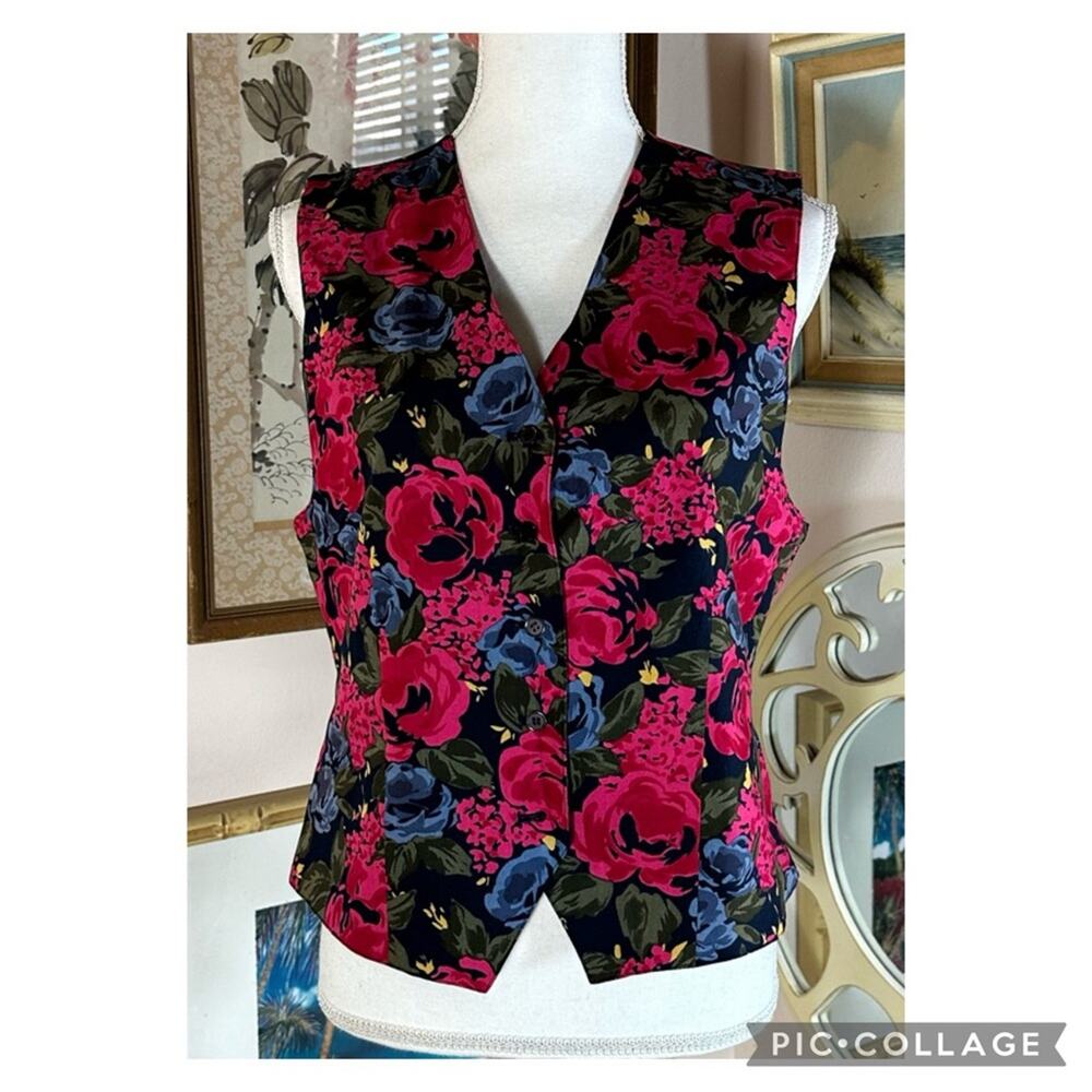 Pendleton Pink/Blue Floral Vest Size 8